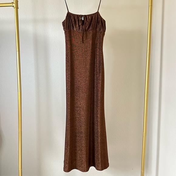Misha Collection Copper Pearl Metallic Dress - Picture 4 of 9